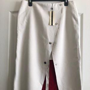 Cream Topshop pencil skirt with red details